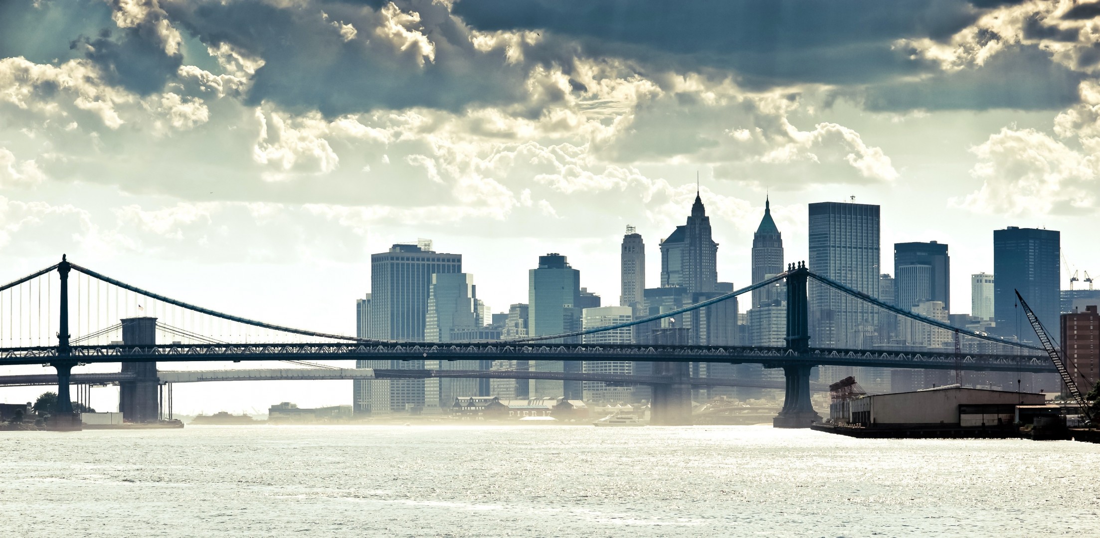 new york city brücke manhattan fluss panorama