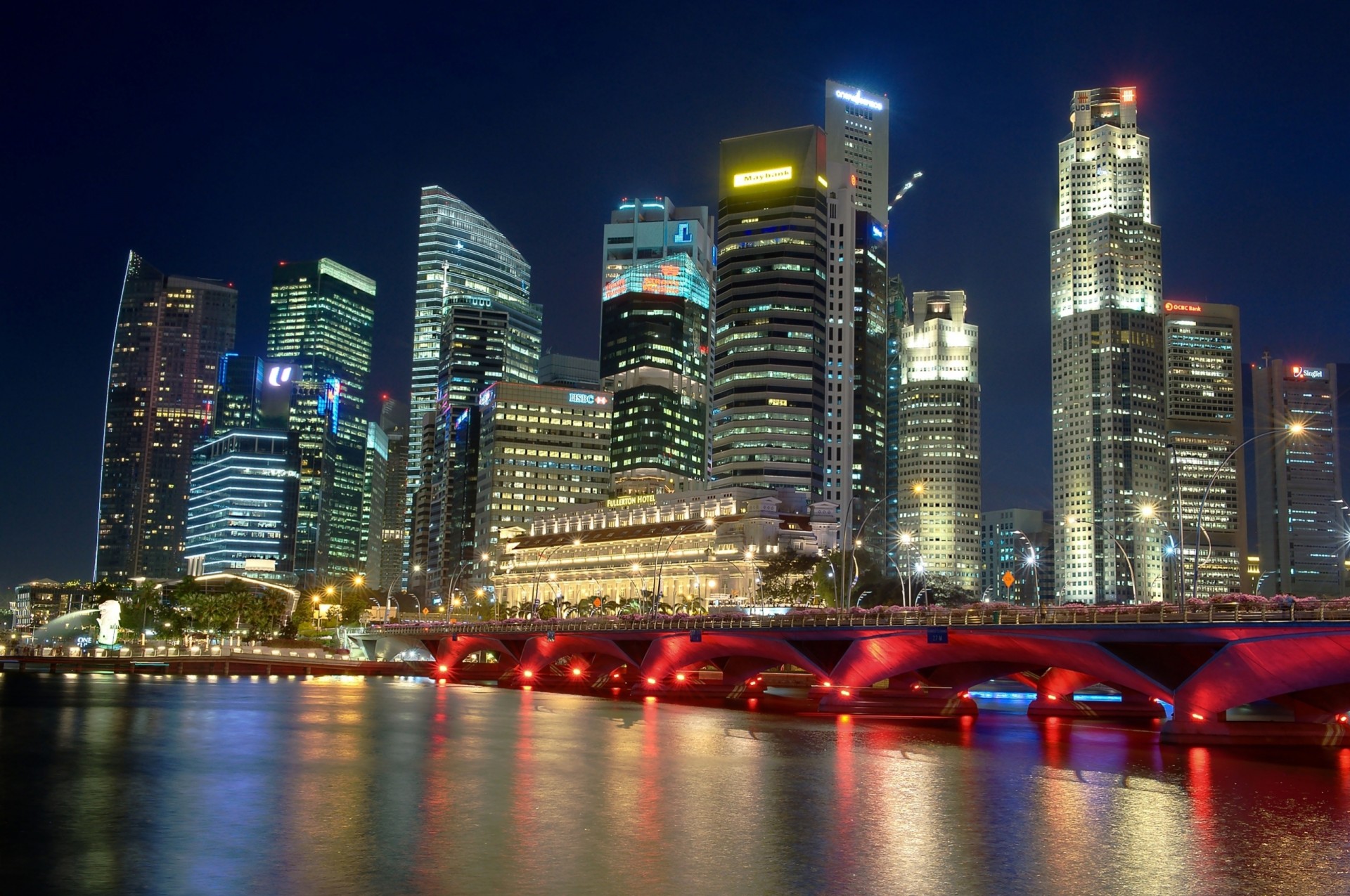 ville de nuit nuit rivière singapour