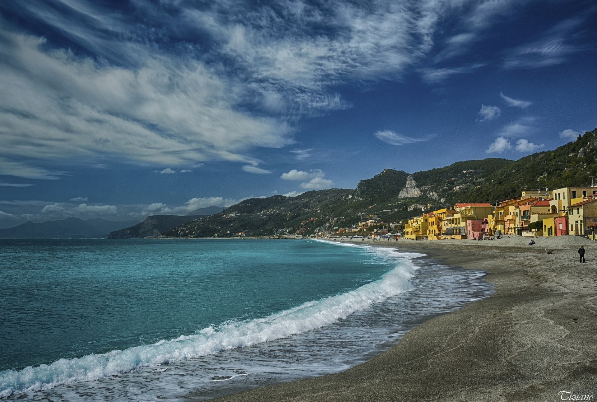 italy landscape coast sea liguria ligurian sea mountain