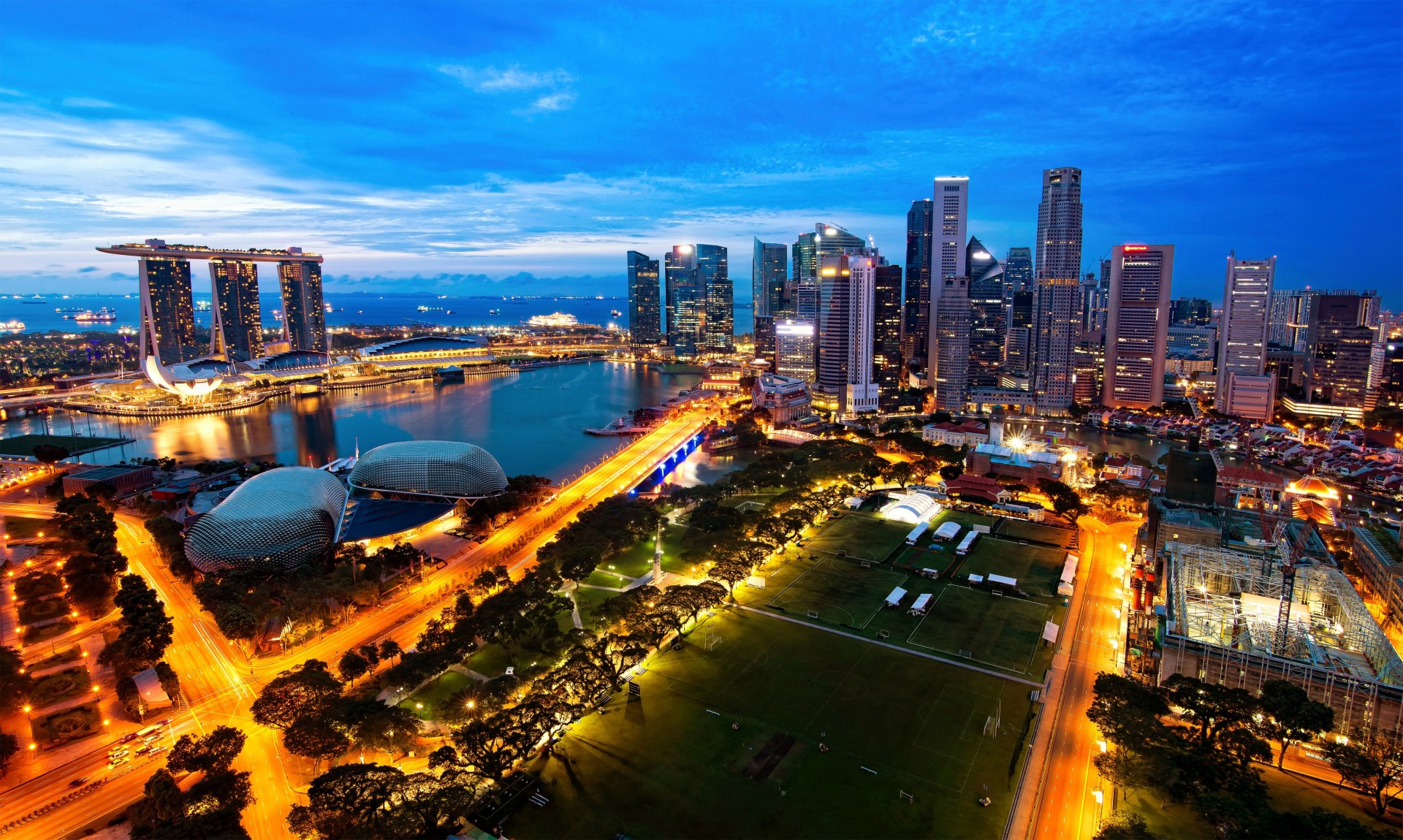 puesta de sol asia paisaje urbano ciudad noche cielo panorama singapur