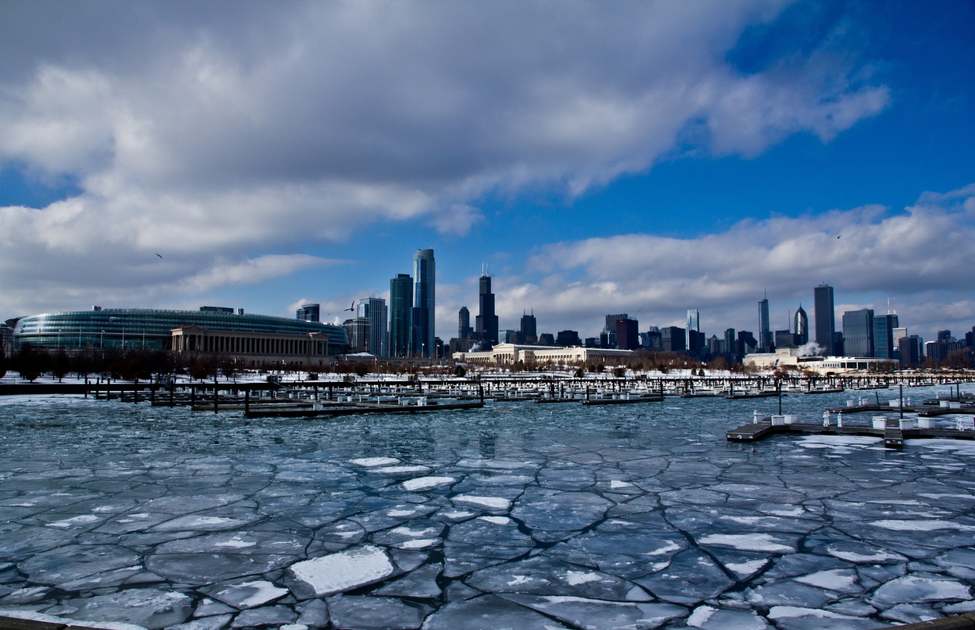 chicago états-unis coeur gratte-ciel port bâtiment amérique illinois glace hiver