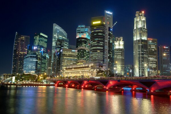 Night lights Singapore city