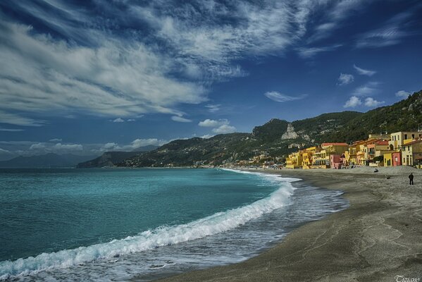 A delightful landscape of the coast of the transparent Ligurian sea