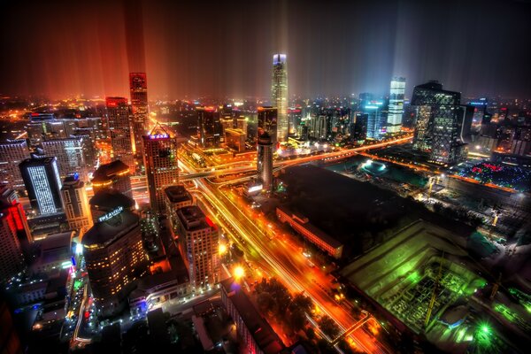 Lumières vives de la nuit de Pékin
