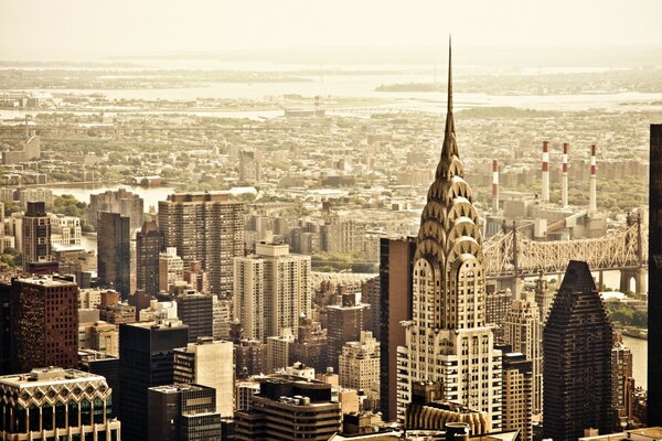 Paesaggio di New York sullo sfondo di edifici e strutture