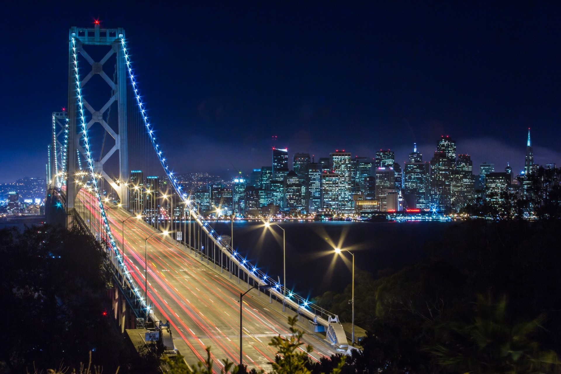 kalifornien san francisco brücke bucht bay bridge nachtstadt