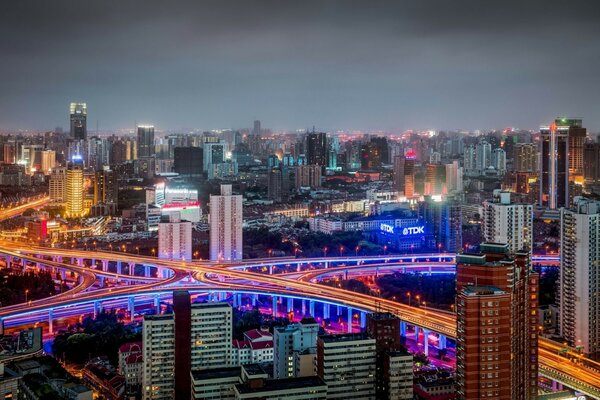 Shanghai Night city highway