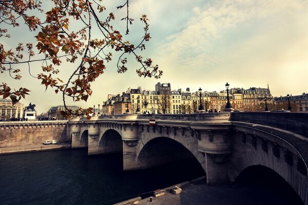 Stone Bridge of autumn Paris