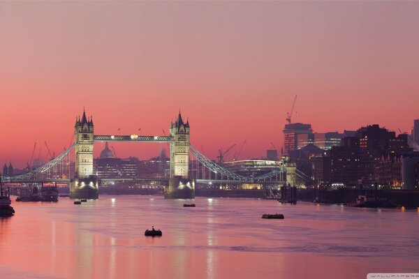 London Bridge and crimson sunset