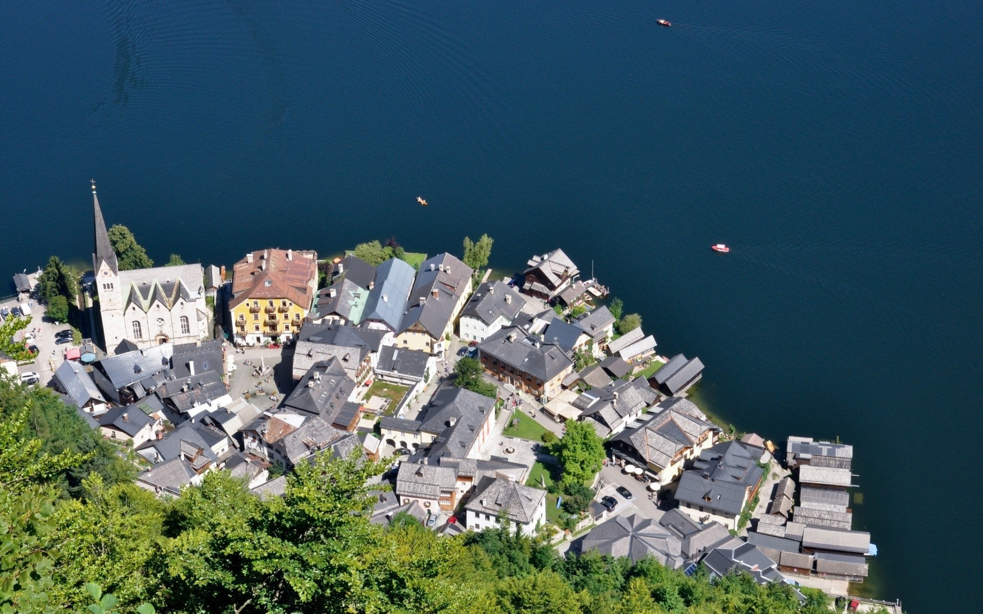 lake panorama building hallstatt austria lake hallstatt