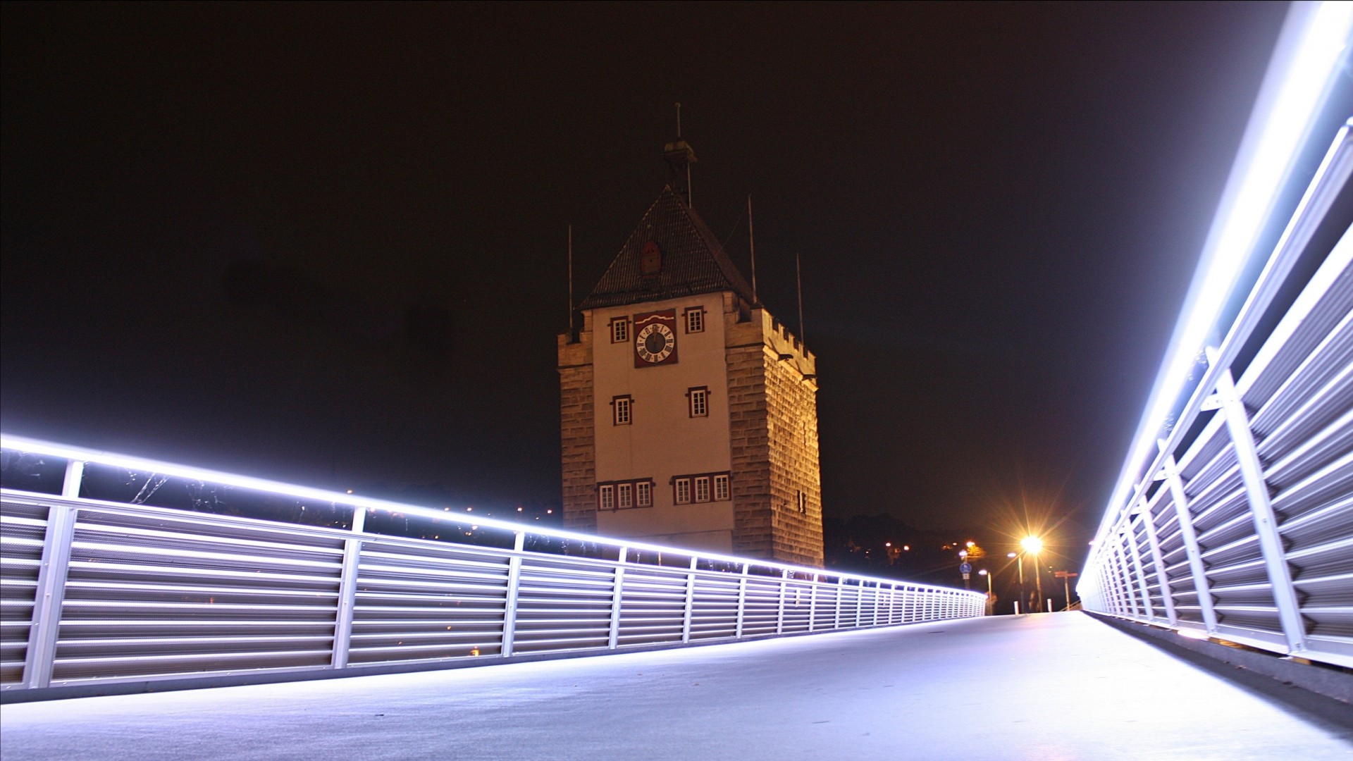 light headlights night germany bridge