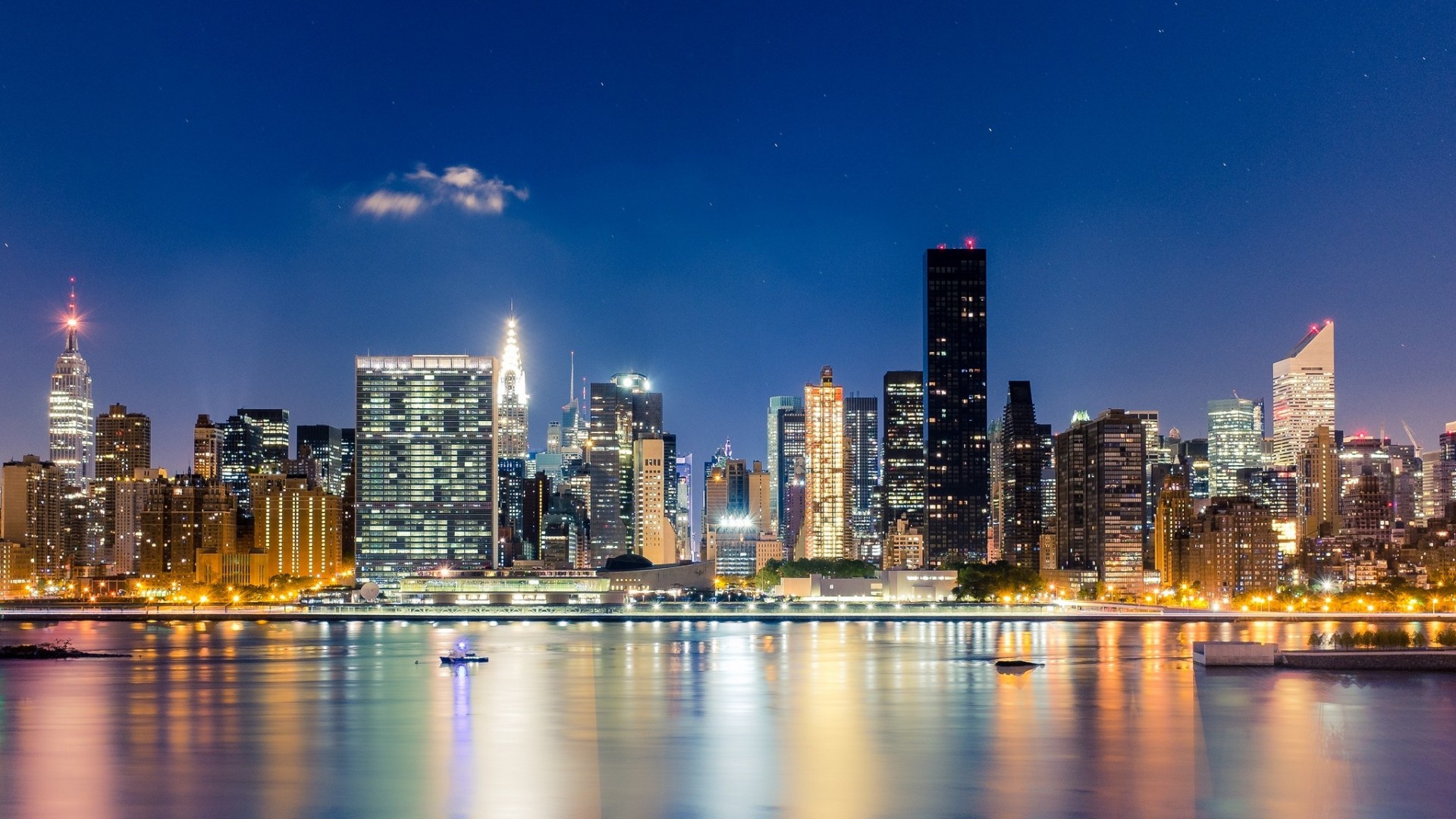 east river manhattan midtown nueva york edificio ciudad de la noche