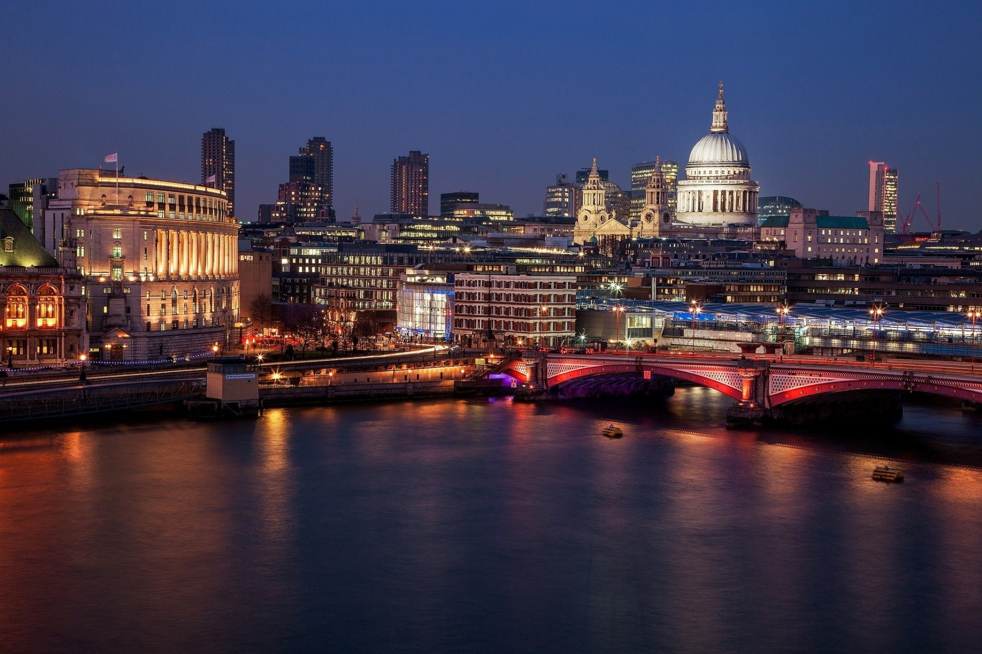 luci notte regno unito cattedrale di san paolo vista inghilterra città londra fiume