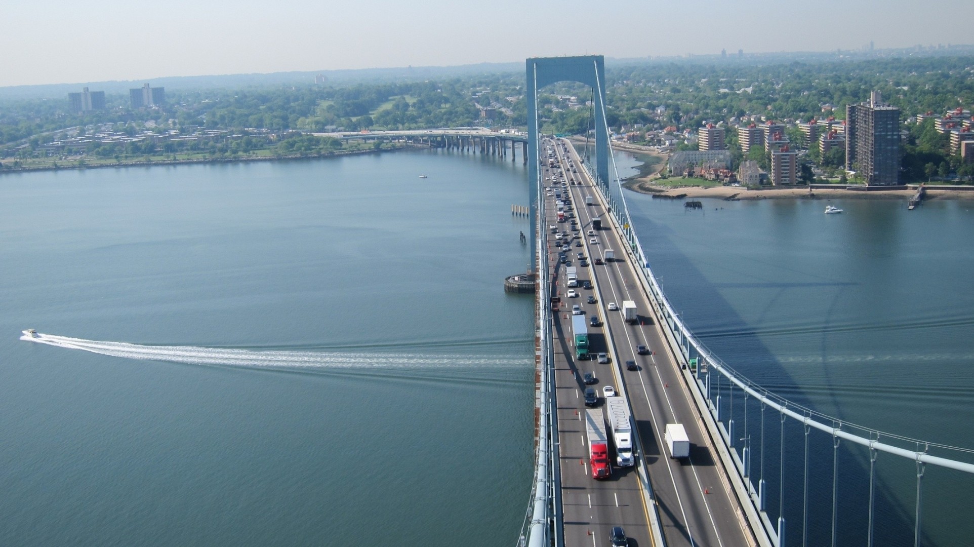 east river río nueva york puente panorama coches