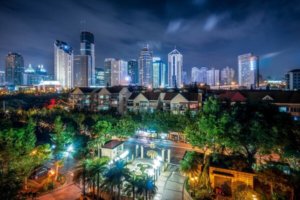 Światła nocnego miasta w Chinach