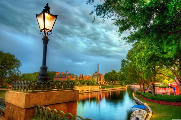 Evening landscape of the French canal