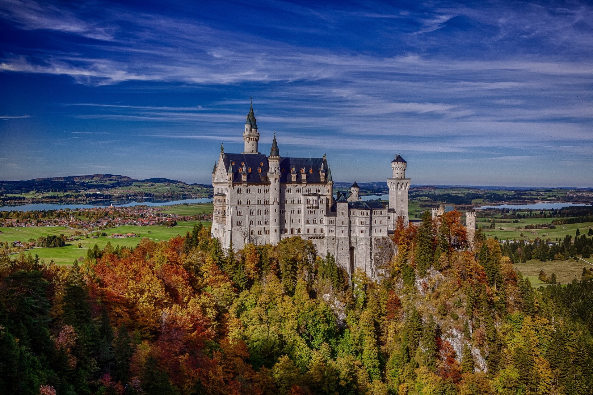 paesaggio blocco foresta baviera germania autunno riparazione castello di neuschwanstein rocce