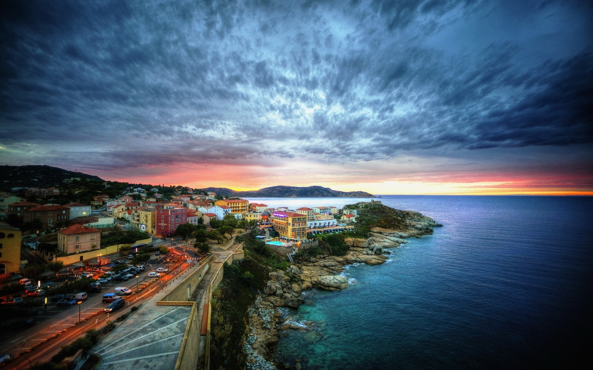 paesaggio tramonto costa francia natura città cielo mare