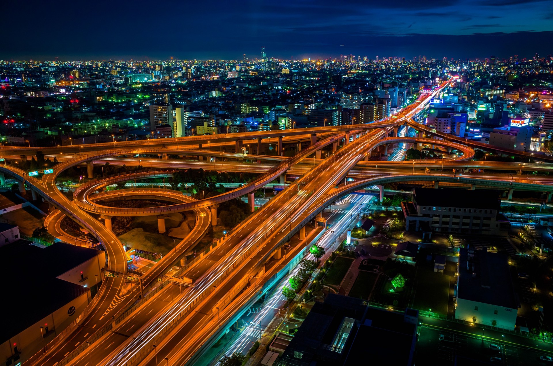 tokio osaka miasto noc