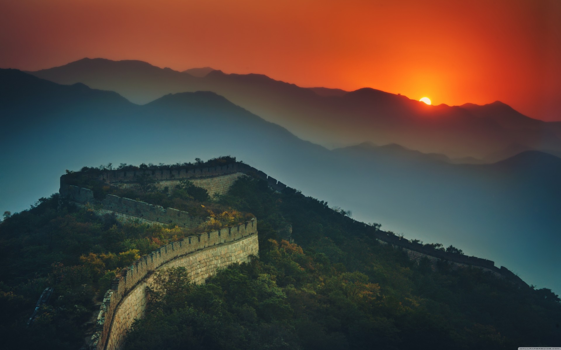 erstaunliche berge china sonnenuntergang wände