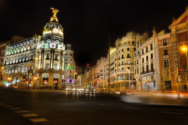 Beautiful Spanish Madrid at night