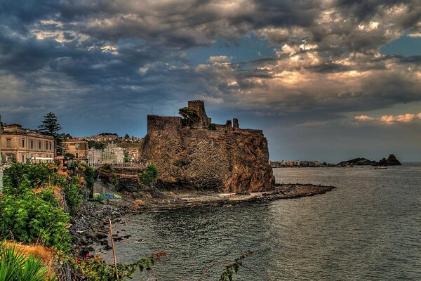 The Mediterranean landscape of Sicily, the sea coast