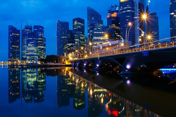 High-rise buildings on the river bank