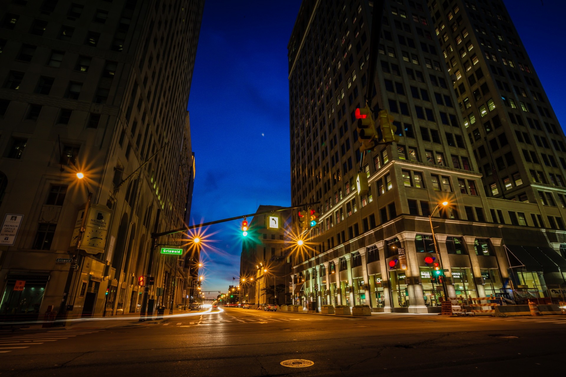 night city street road hdr usa detroit house