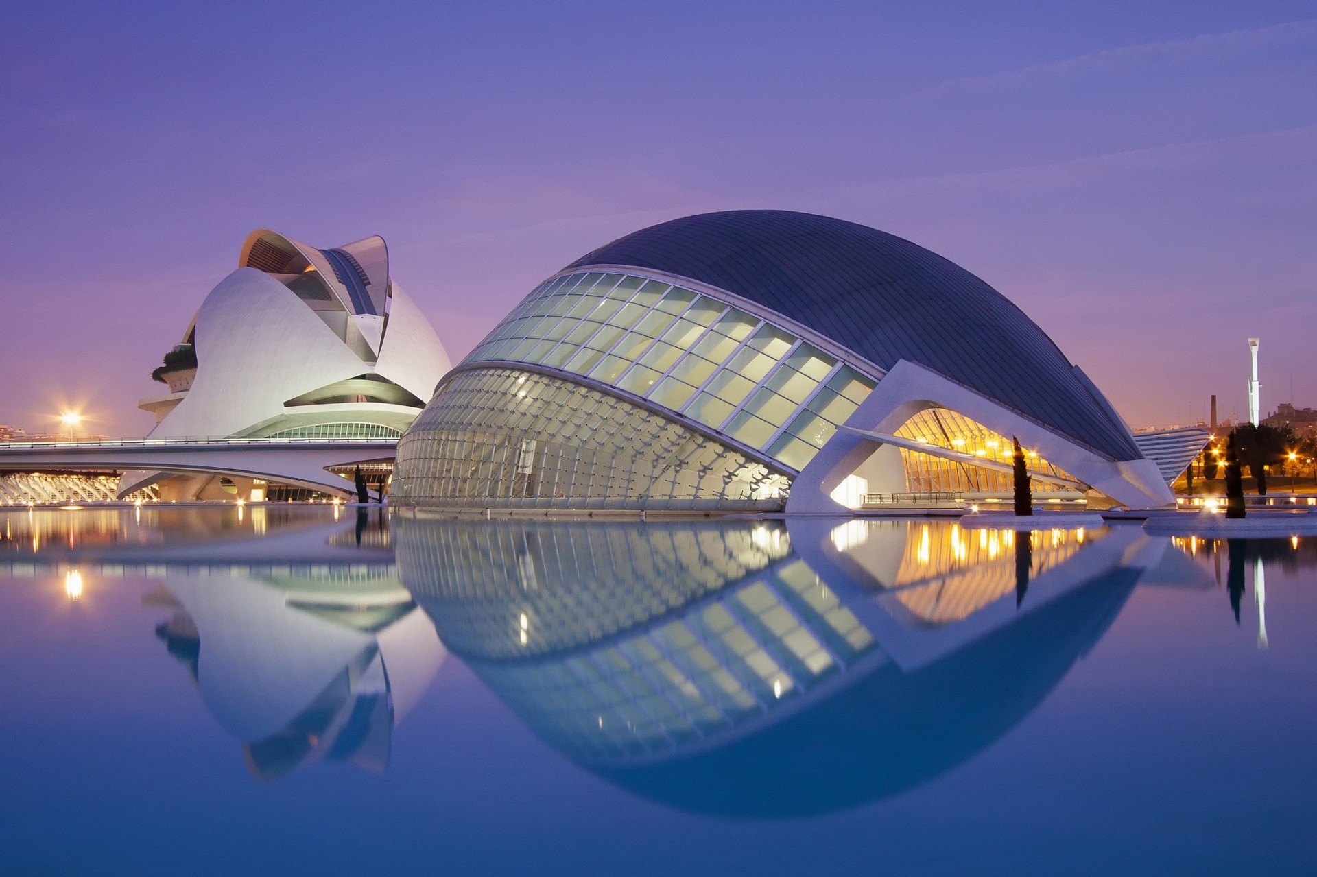 architecture spain bridge town night building valencia lighting a movie