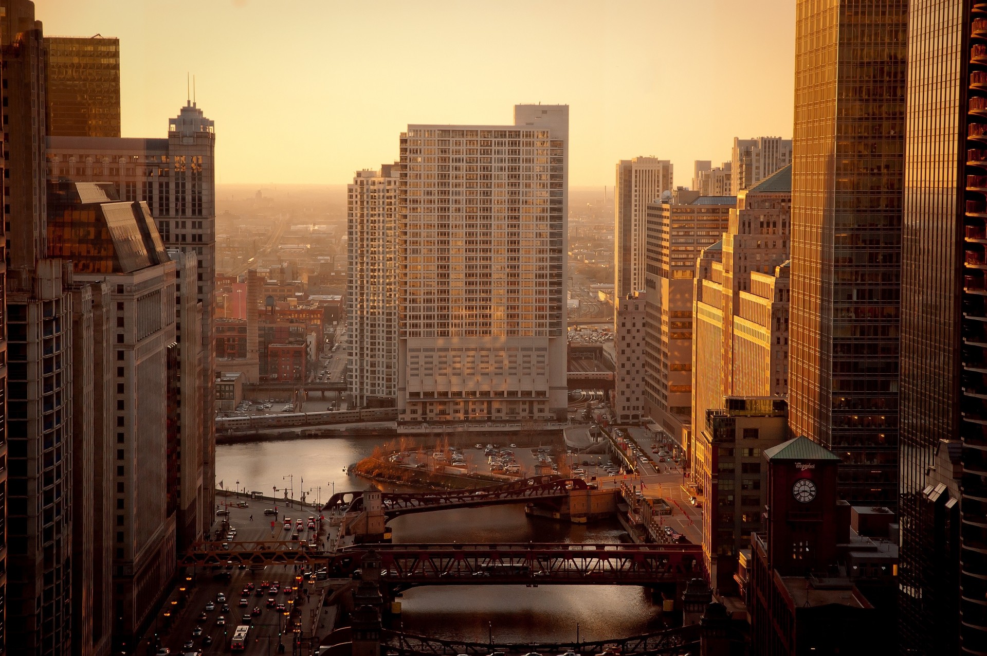 chicago river united states morning town house