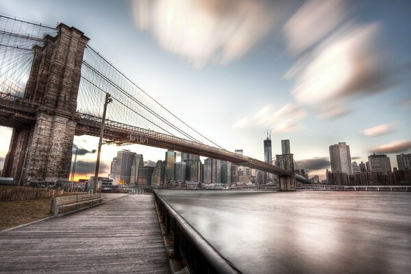 Deserted Brooklyn Bridge