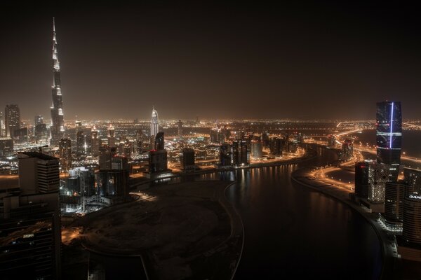 Night city panorama Dubai