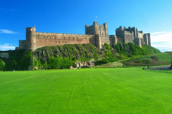 Beautiful lawn with a castle