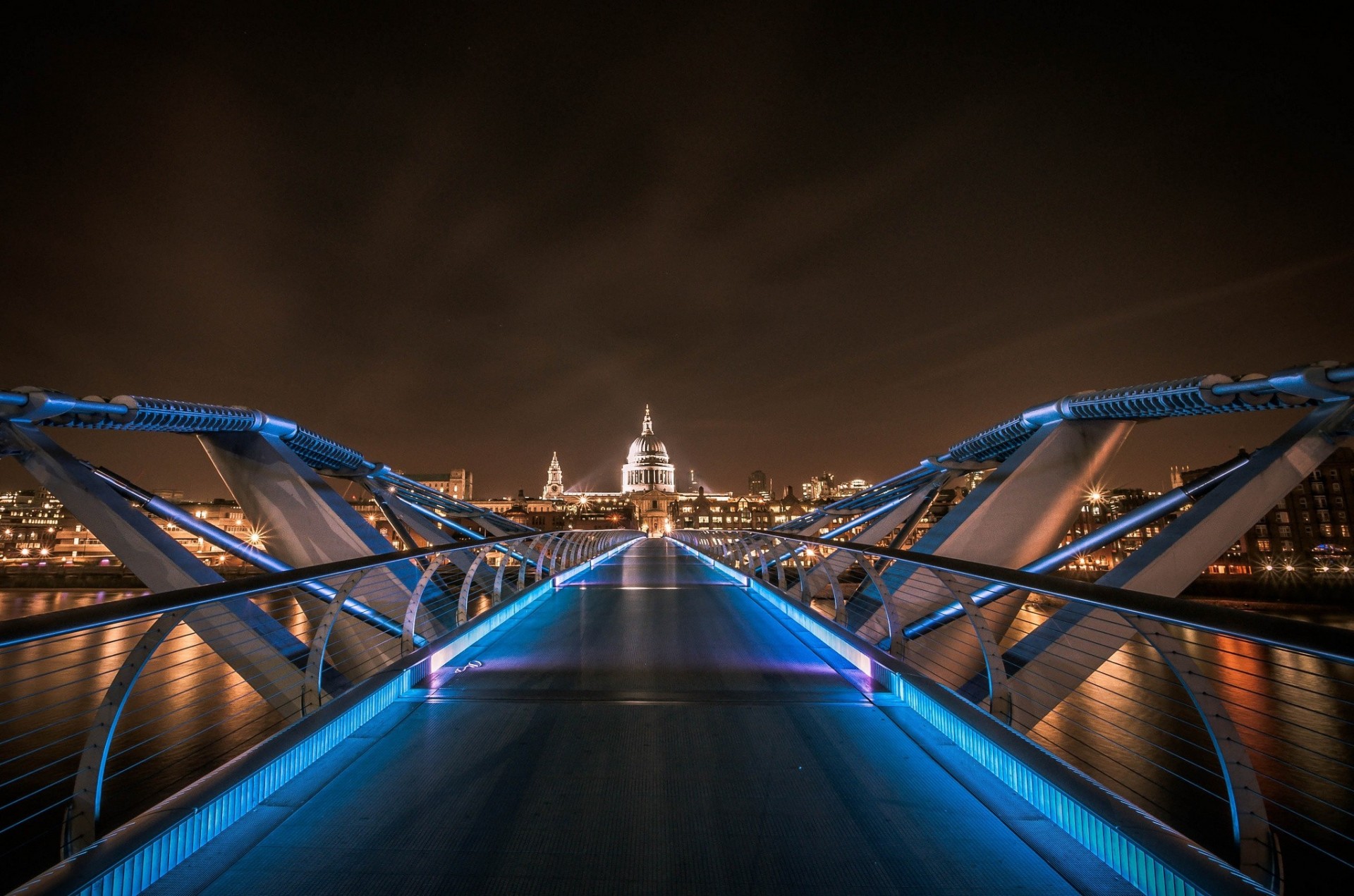 londres puente iluminación noche ciudad