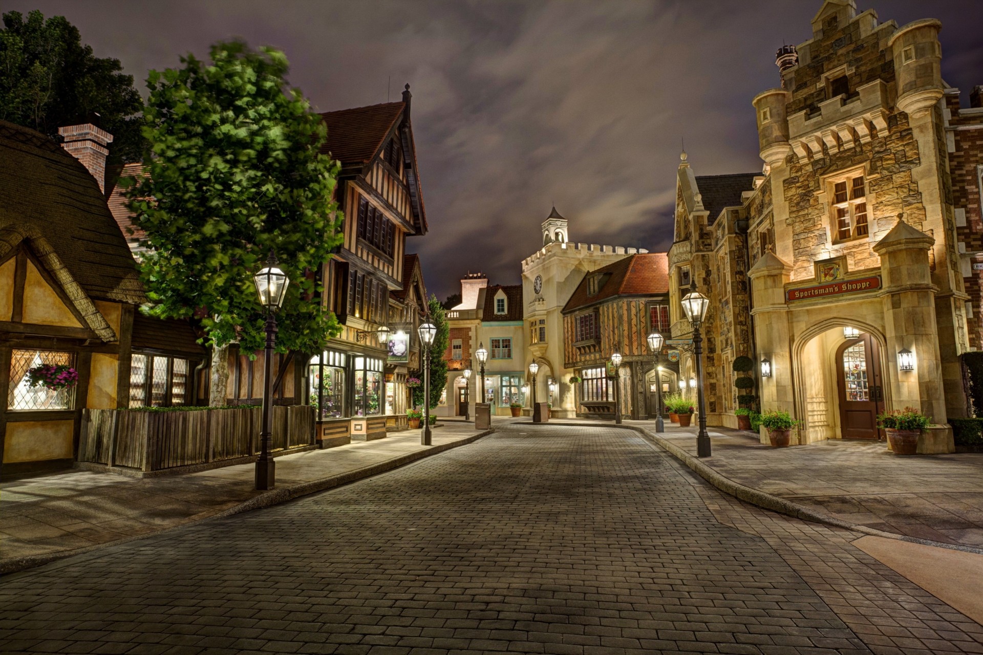 noche calle luces disneyland carretera ee.uu. california