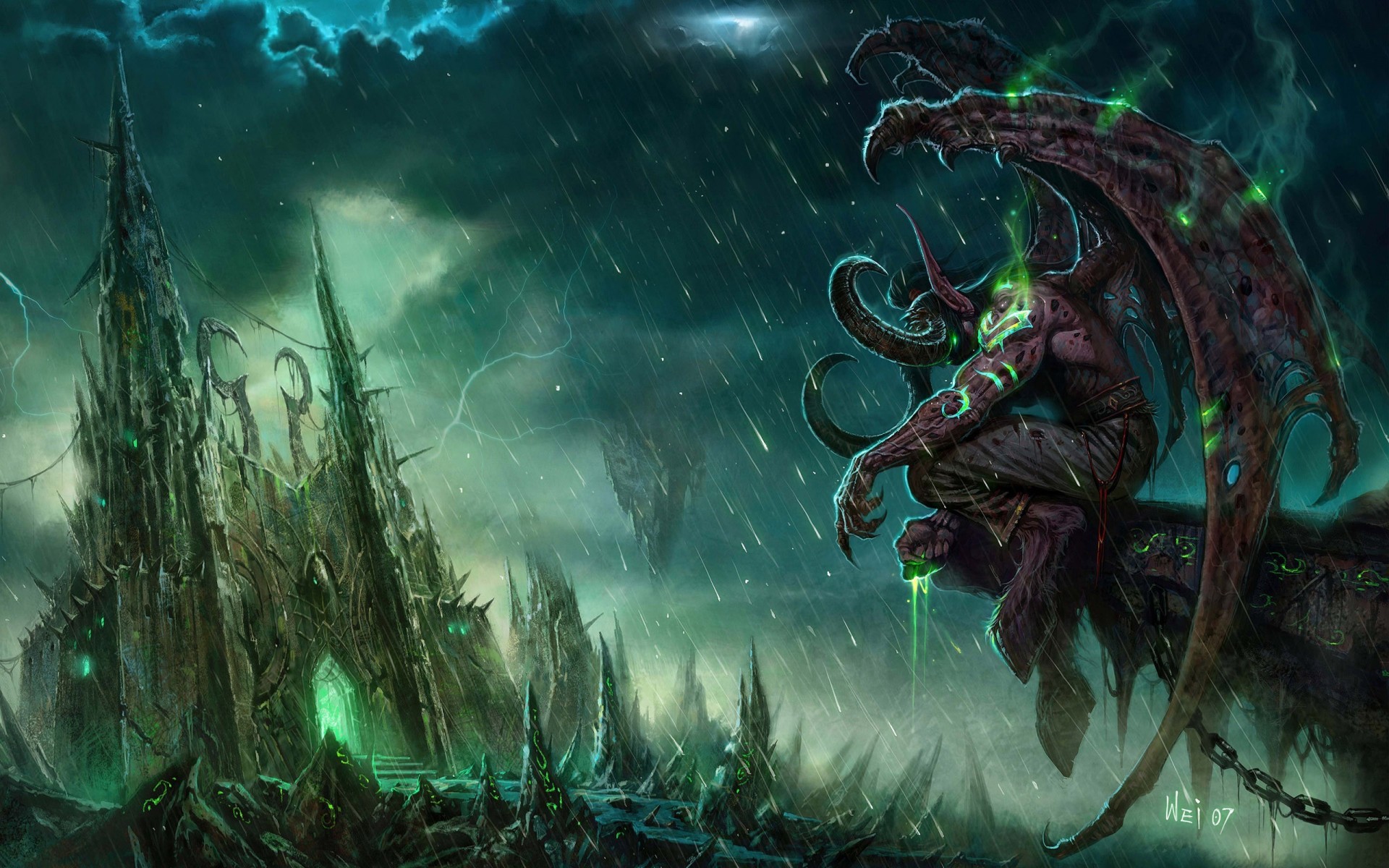 wow illidan mondo di warcraft castello pioggia mostro