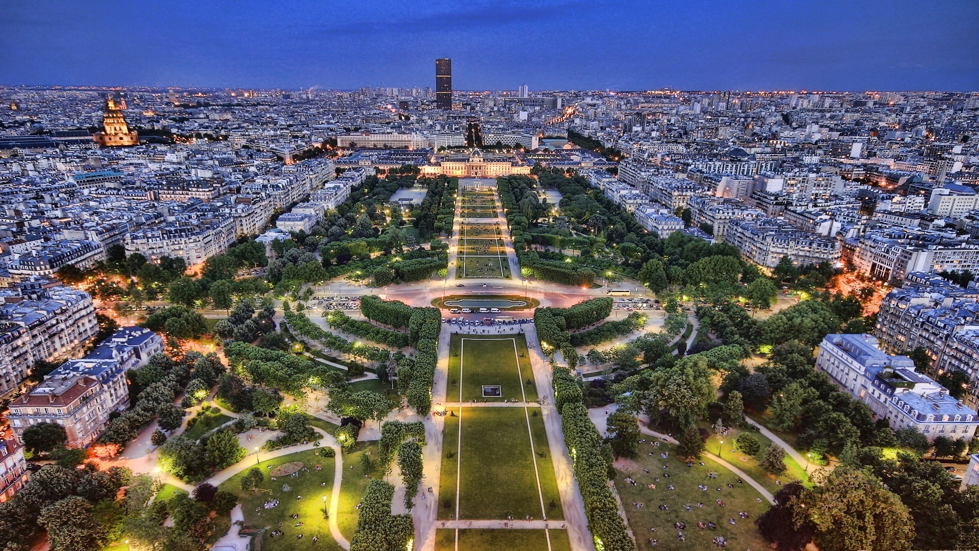 light night paris blue panorama town