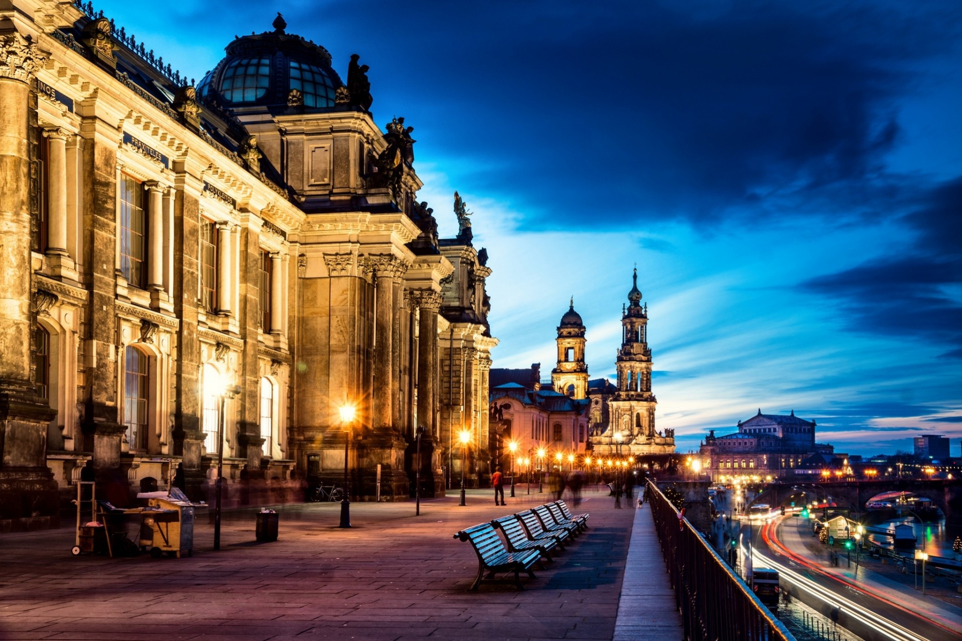 straße dresden bänke altstadt stadt nacht straße deutschland bänke menschen