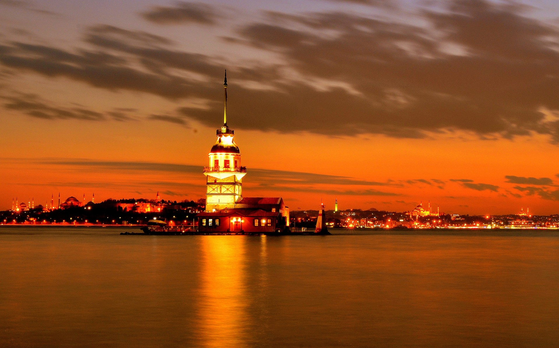 lumières istanbul ville coucher de soleil