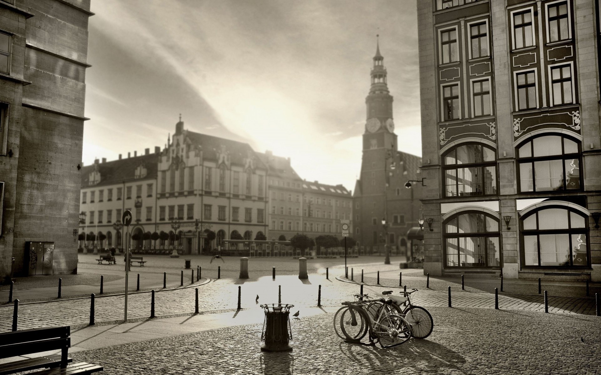 architettura incrocio piazza città bw costruzione biciclette