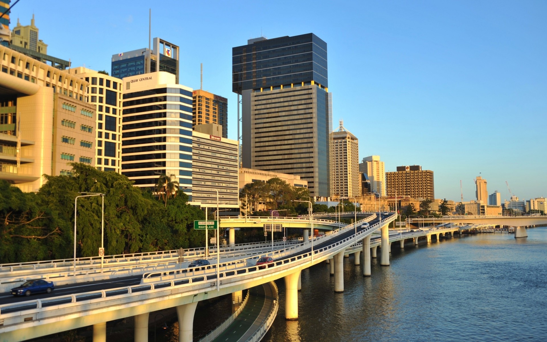 meer brücke wolkenkratzer metropole gebäude