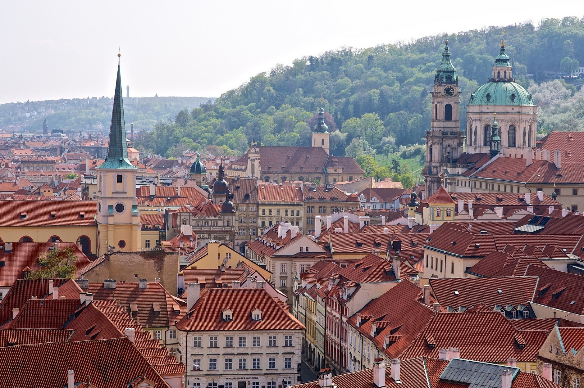 dach czechy panorama budynek praga