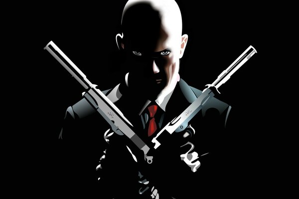 Vector image of black gun and hitman