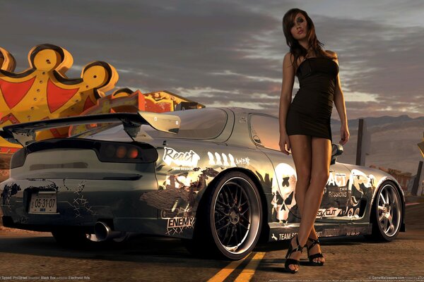 Prostreet girl and a cool car