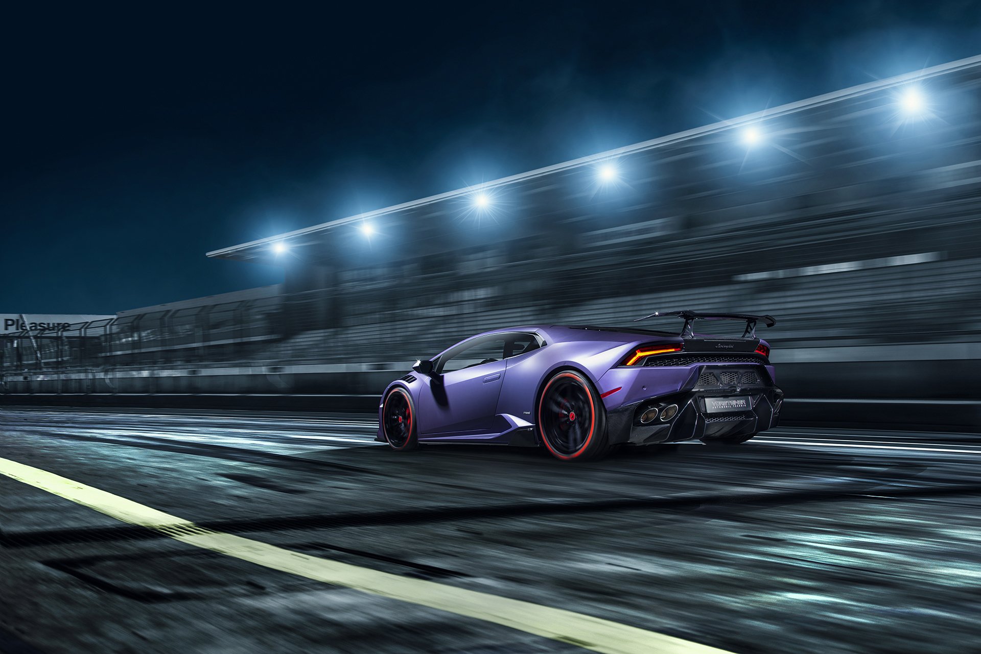 lamborghini huracán vorsteiner novara tuning supercar en mouvement nuit