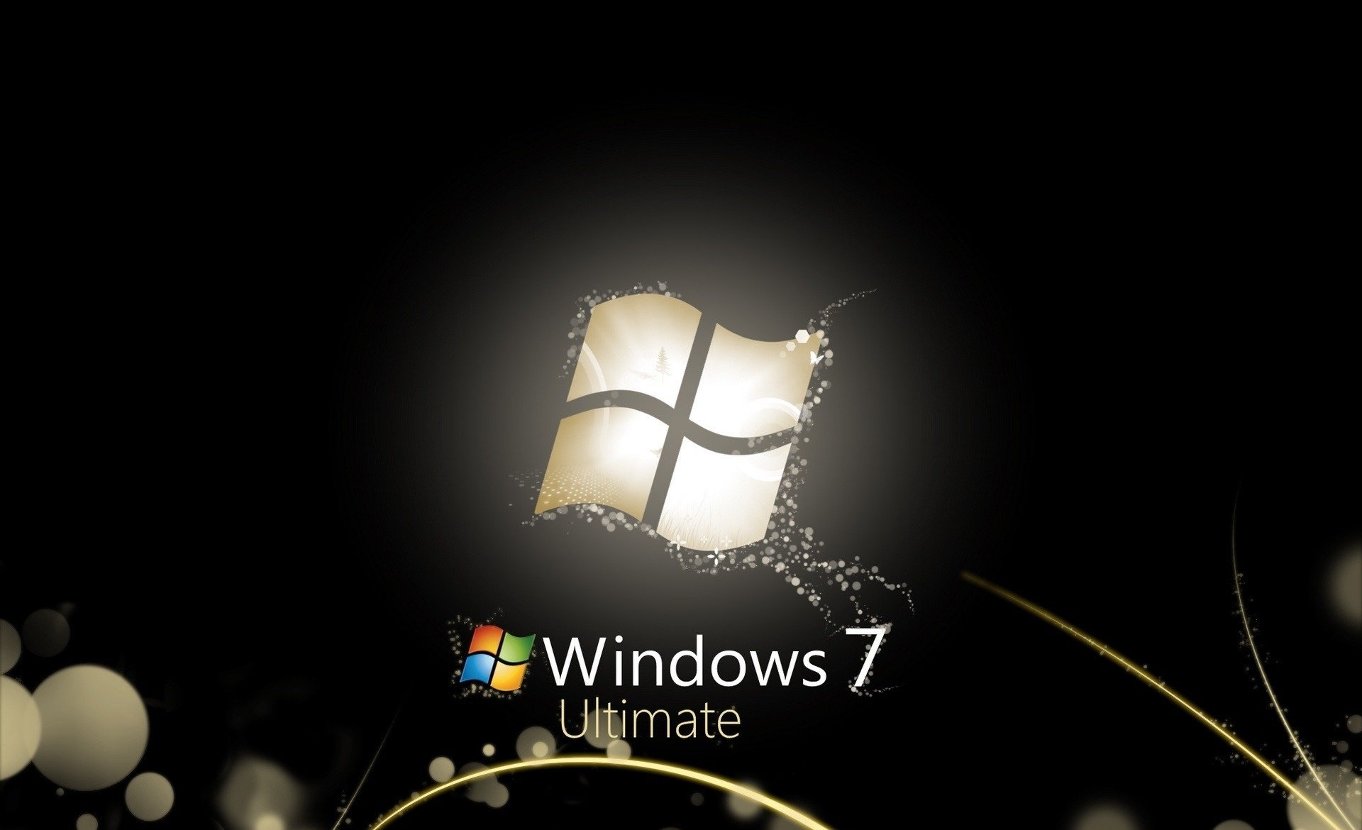 windows seven 7 stile 3d nero ramoscelli emblemi loghi