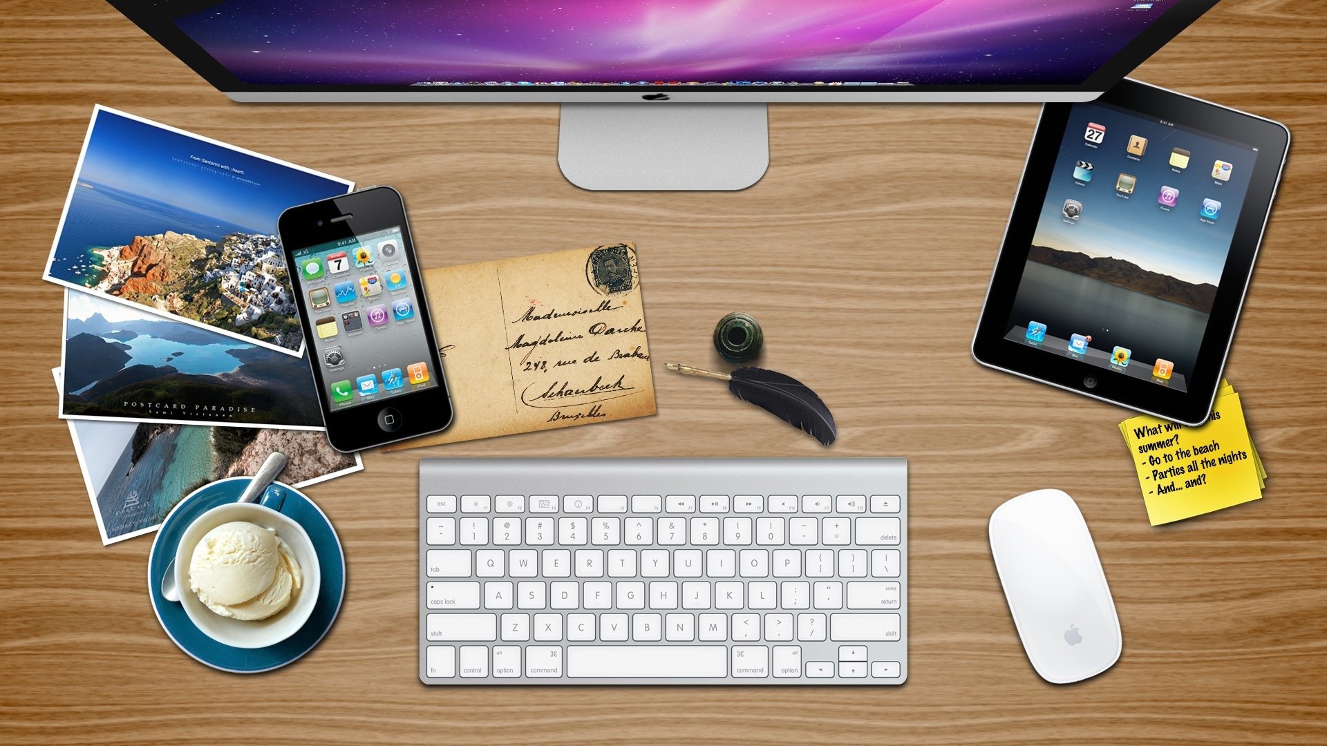 apple sommer schreibtisch iphone ipad mac