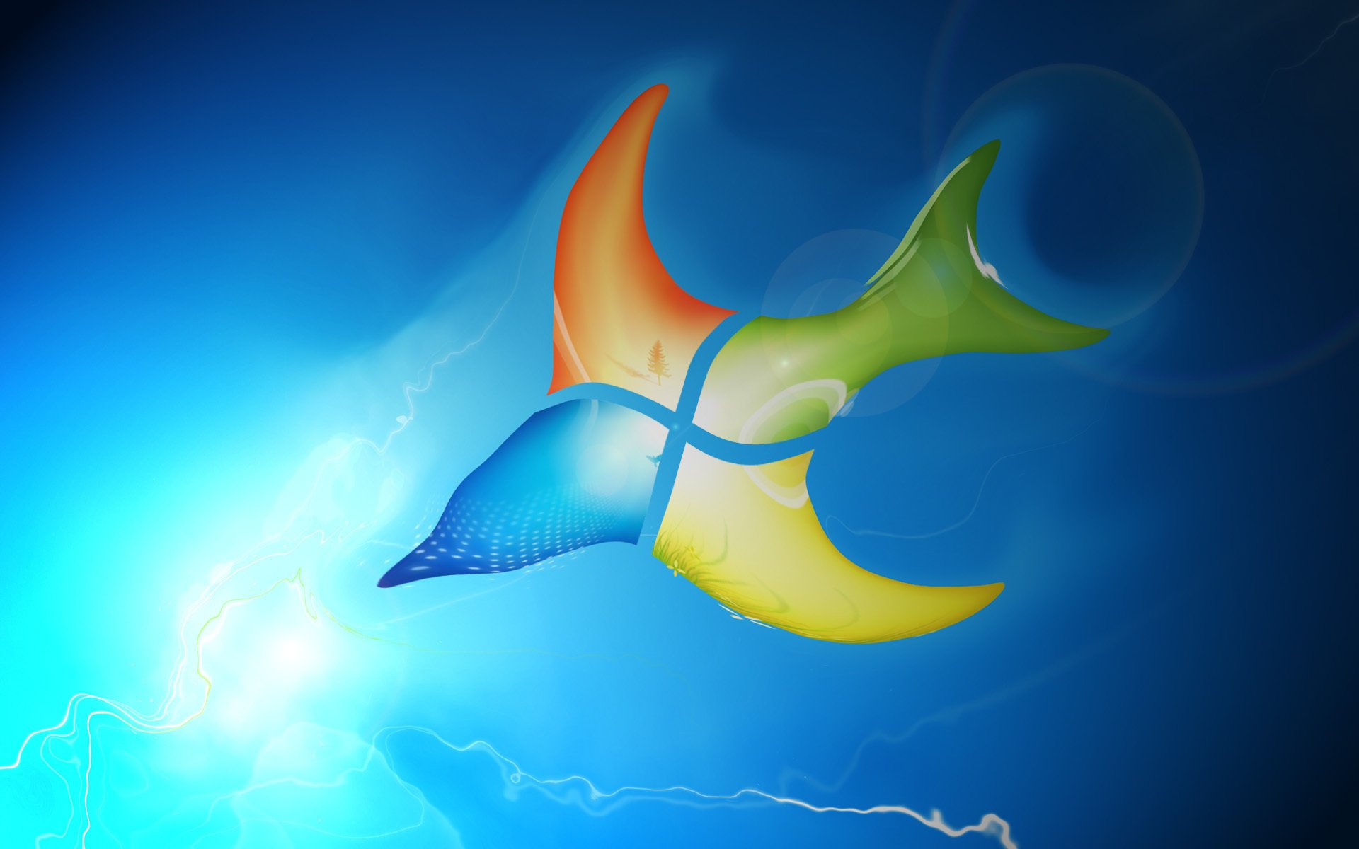 microsoft farben abstraktion tier embleme logos kreativ delphin schwimmt kreis licht wellen bogen linien flossen