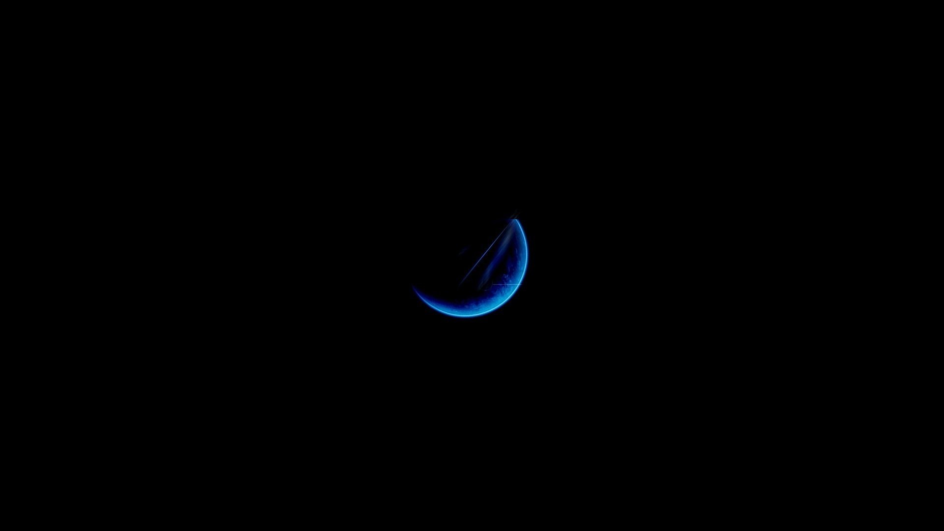 minimalism night the moon blue a month easy the dark background black background silhouette glow planet space