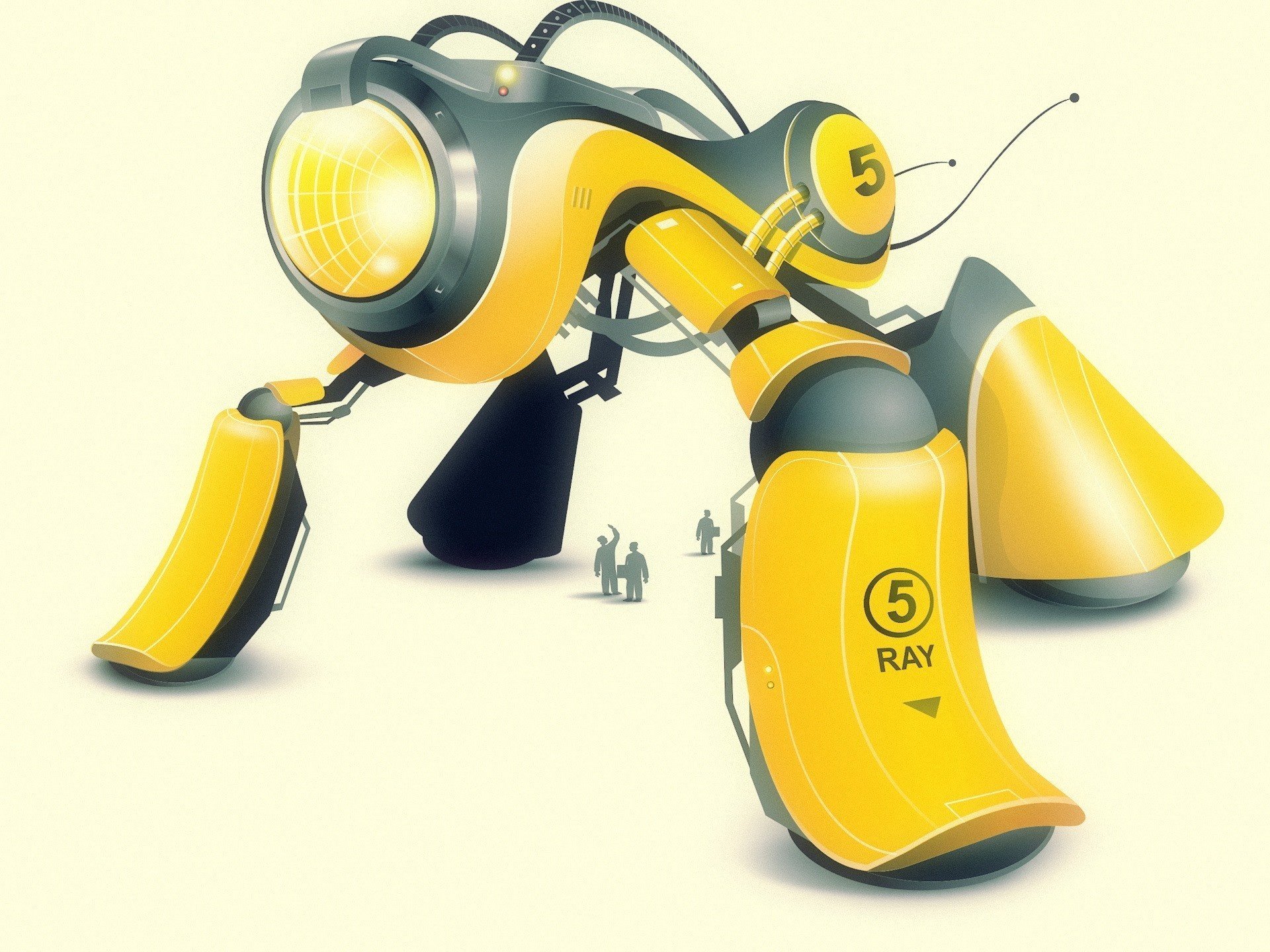 number 5 robot yellow cyborgs android